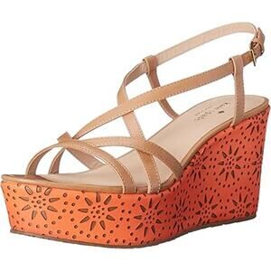 Kate Spade New York Wedge Sandals Cut Out Tatiana Heels Beige Size 9.5
